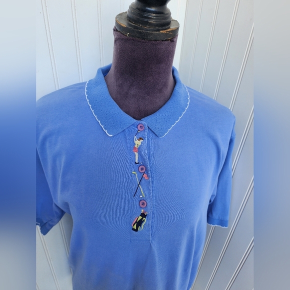 Vtg Marsh Landing Golf Cotton Polo Shirt Womens Short Sleeve Embroidered Sz M - Picture 3 of 14